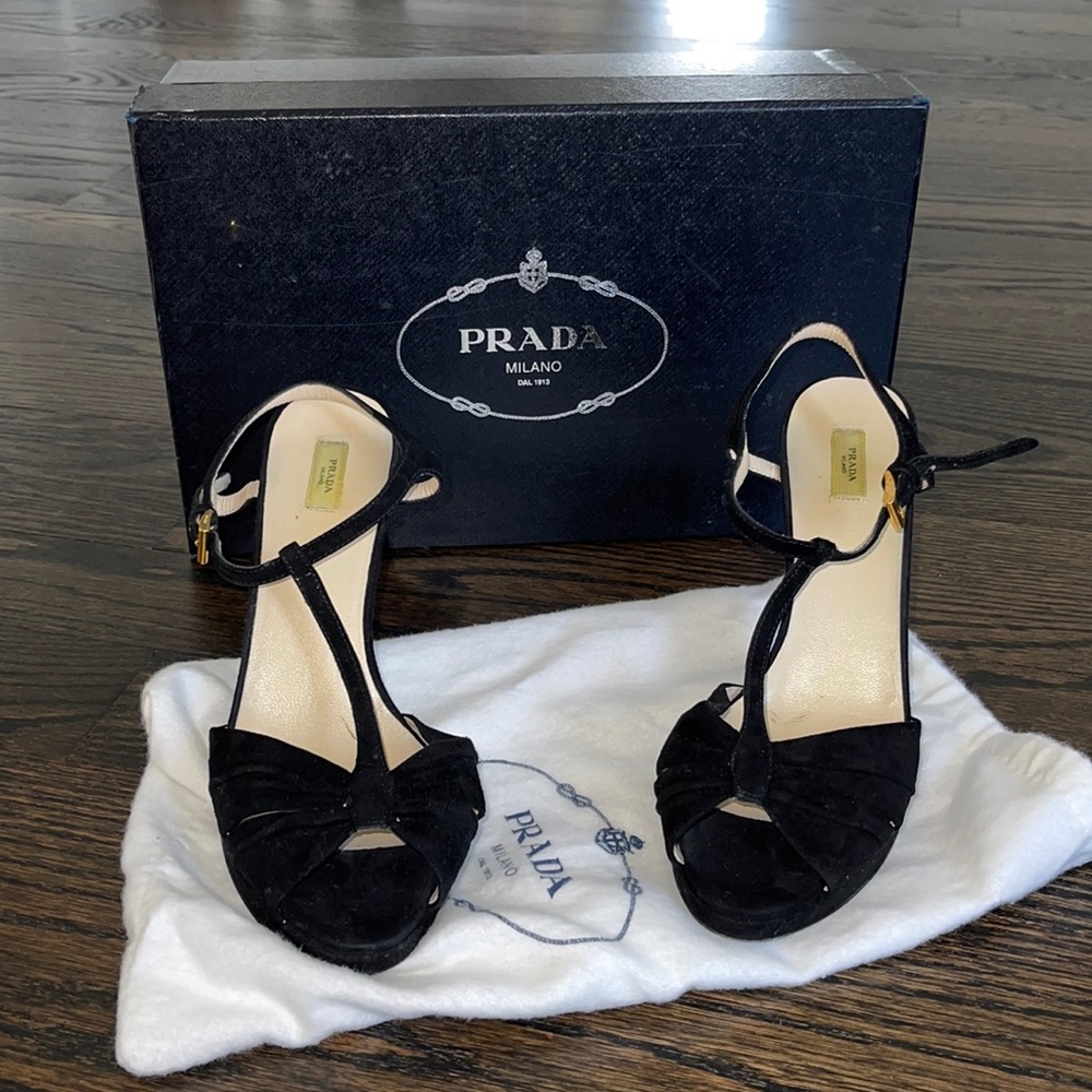 Prada black suede high heels - Picture 1 of 6